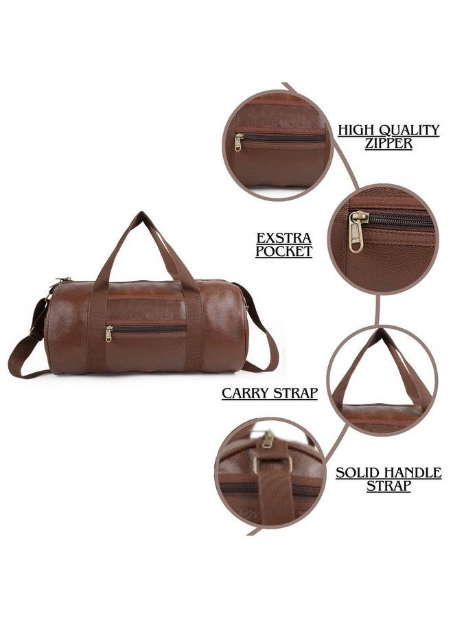 TRUE INDIAN PU-Leather Gym Bag I Gym Duffel Bag with Extra Zip Pocket I Gym Sport/Travel Bag with Shoulder Strap for Men's & Women's (Brown) - Image 3