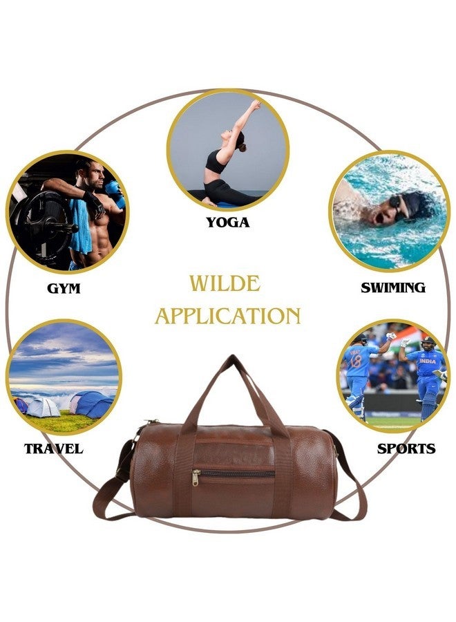 TRUE INDIAN PU-Leather Gym Bag I Gym Duffel Bag with Extra Zip Pocket I Gym Sport/Travel Bag with Shoulder Strap for Men's & Women's (Brown) - Image 4