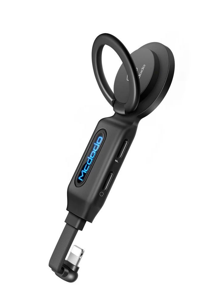 Mcdodo CA-6290 Lightning to Dual Lightning Adapter Charging Cable with Built-In Ring Holder - Image 1
