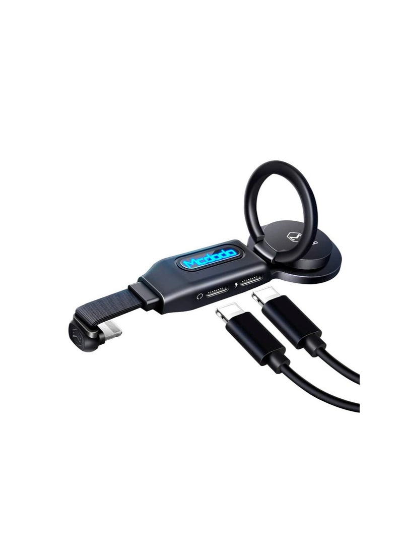 Mcdodo CA-6290 Lightning to Dual Lightning Adapter Charging Cable with Built-In Ring Holder - Image 2