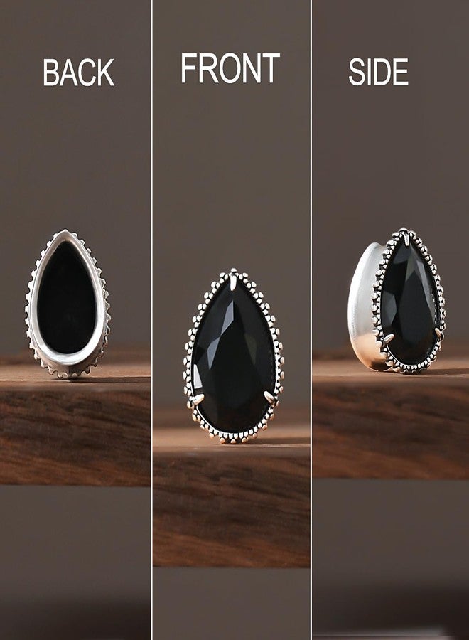 ERKUOO 2PCS Teardrop Zircon Gauges For Ears Double Flared Ear Tunnels and Plugs Flesh Stretchers Expander Body Piercing Jewelry 0g(8mm) - Image 5