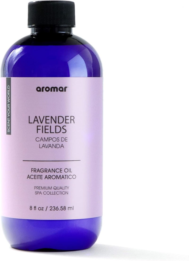 AROMAR Premium Fragrance Oil, Long-Lasting, Reinvigorating Uplifting Aroma for Aromatherapy, Relaxation & Household Uses. Lavender Fields 8oz - Image 1