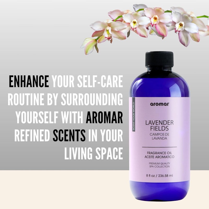 AROMAR Premium Fragrance Oil, Long-Lasting, Reinvigorating Uplifting Aroma for Aromatherapy, Relaxation & Household Uses. Lavender Fields 8oz - Image 3