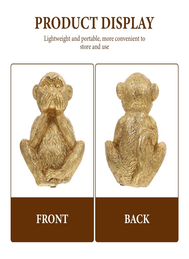 HOMSFOU Resin Monkey Figurine Three Wise Monkeys Hear No Evil See No Evil Speak No Small Decorative Sculpture for Home Office Desk Display 5.7X4.5X3.5 Inches - Image 5