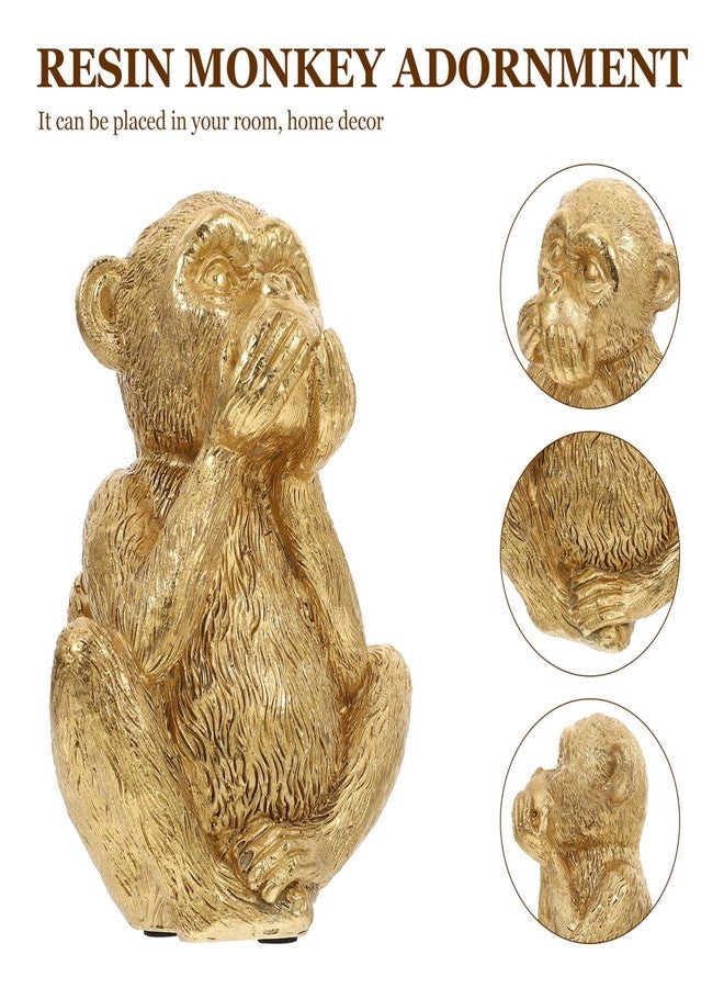 HOMSFOU Resin Monkey Figurine Three Wise Monkeys Hear No Evil See No Evil Speak No Small Decorative Sculpture for Home Office Desk Display 5.7X4.5X3.5 Inches - Image 4