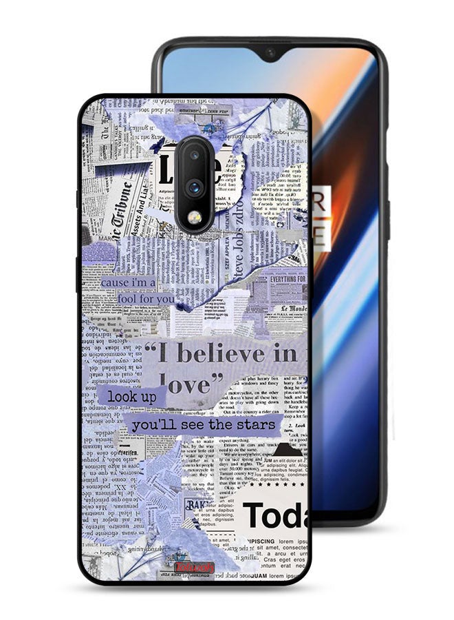 Tolwak OnePlus 7 Protective Case Cover Newspaper Pieces - Image 1