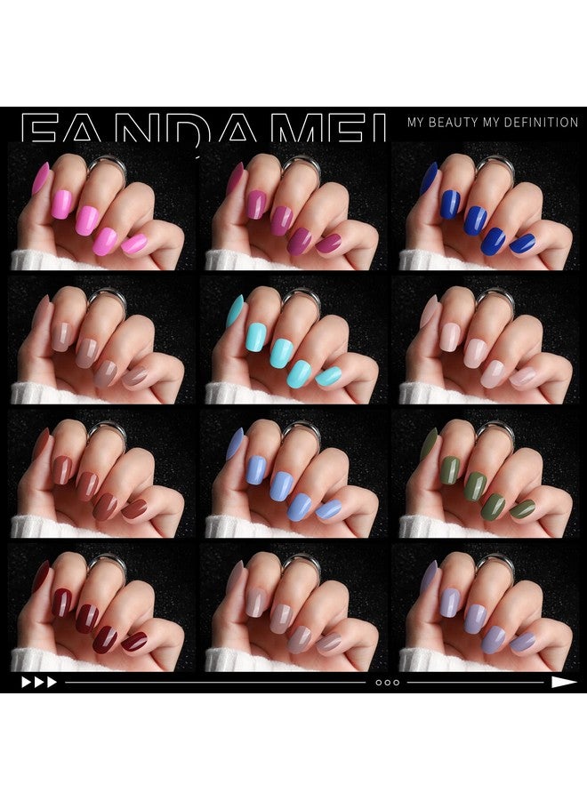 FANDAMEI Press on Nails Short, 24 Packs 576PCS Small Short Round Press on Nails, 24 Glossy Color Small Fake Nails, Glue on Nails with 7g Nail Glue, 24 Color False Nail for Small Nails and hands - Image 5