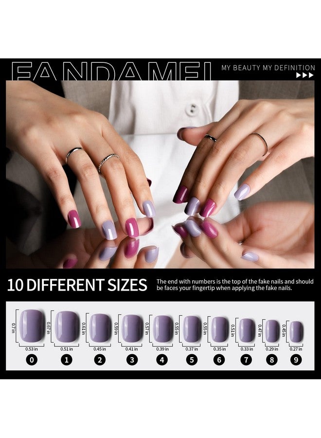FANDAMEI Press on Nails Short, 24 Packs 576PCS Small Short Round Press on Nails, 24 Glossy Color Small Fake Nails, Glue on Nails with 7g Nail Glue, 24 Color False Nail for Small Nails and hands - Image 2