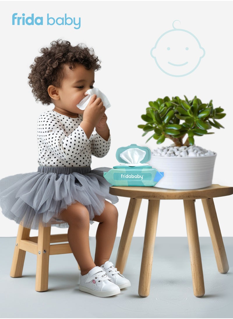 fridababy BreatheFrida Vapor Wipes | Eucalyptus & Aloe Soothing Wipes for Baby's Nose & Chest | Soft, Hydrating & Gentle | Safe Cold & Flu Relief | 30 Count  - Image 2