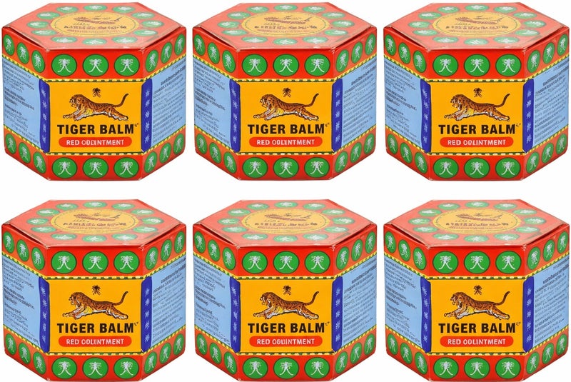Tiger Balm Extra Strength Red Ointment 10g – Pack of 6 | Fast Acting Joint & Arthritis Pain Relief | Herbal Warming Balm with Camphor & Menthol - Image 1