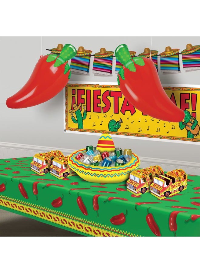 Beistle Plastic Chili Pepper Tablecover for Rectangle Cinco De Mayo Table Cloth Fiesta Party Supplies, Green/Red/Yellow - Image 5