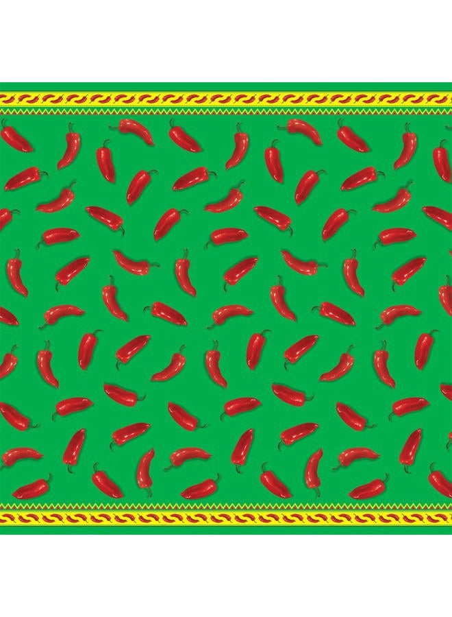Beistle Plastic Chili Pepper Tablecover for Rectangle Cinco De Mayo Table Cloth Fiesta Party Supplies, Green/Red/Yellow - Image 4