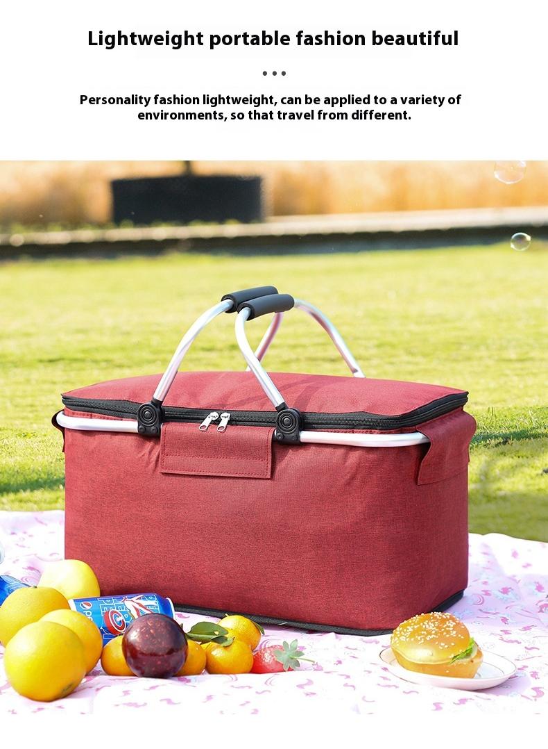 Bluejw Picnic Basket 20L Portable Collapsible Cooler Bag Grocery Bag Shopping Basket With Aluminium Handles For Shopping, Travel, Camping  - Image 2