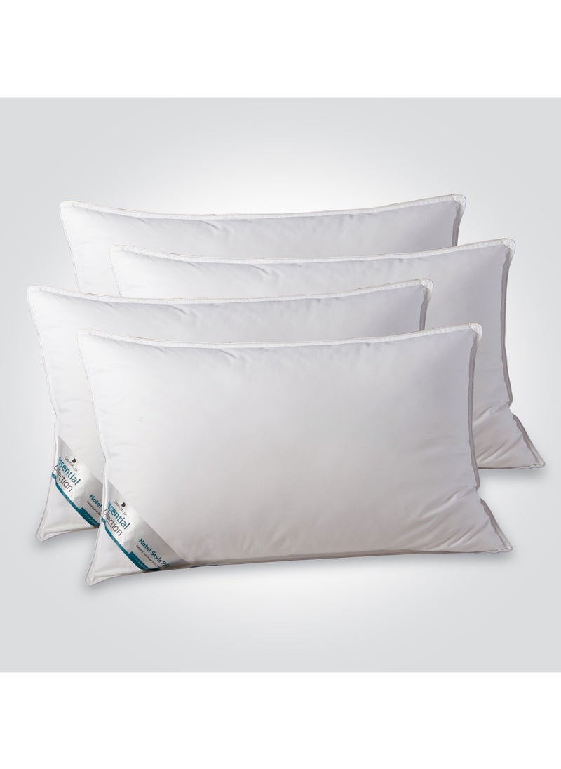 Donetella Bed Pillow, 4 Pieces, 1000 Gram Each, Size 50x75 cm, Luxury Down Alternative Filling, Soft Brushed Microfiber, Anti-Allergy, White, Pack of 4  - Image 2
