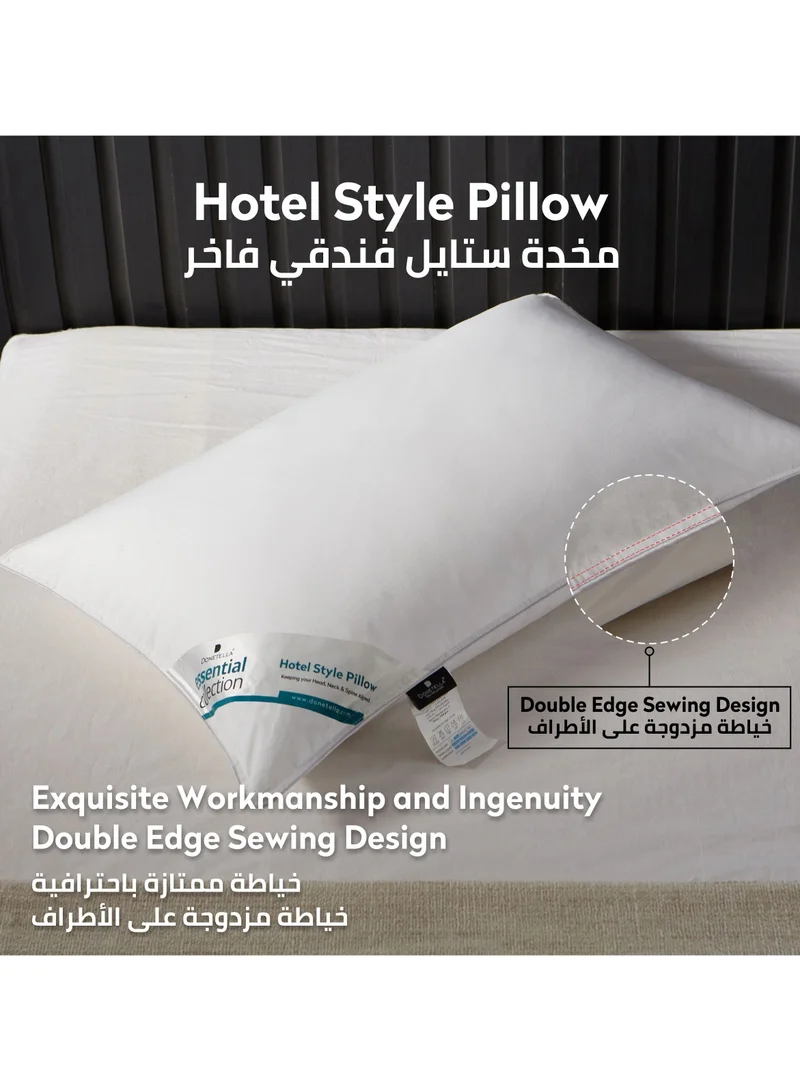 Donetella White-1000G (Pack of 4) Bed Pillow, 4 Pieces, 1000 Gram Each, Size 50x75 cm, Luxury Down Alternative Filling, Soft Brushed Microfiber, Anti-Allergy, White, Pack of 4  | Best Price UAE