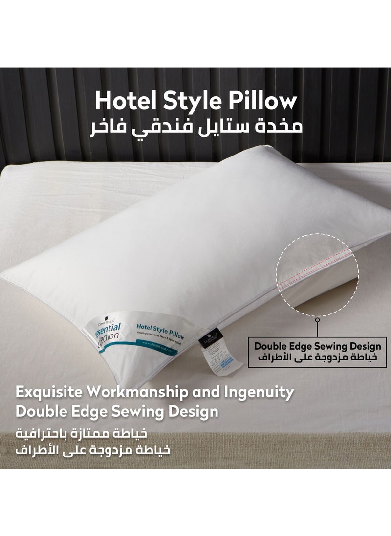 Donetella Bed Pillow, 4 Pieces, 1000 Gram Each, Size 50x75 cm, Luxury Down Alternative Filling, Soft Brushed Microfiber, Anti-Allergy, White, Pack of 4  - Image 3