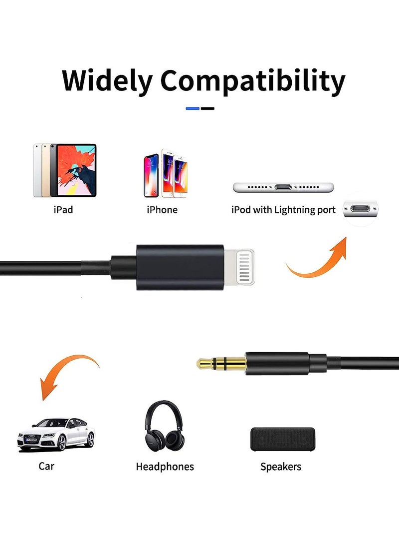 iPhone to 3.5mm Car Stereo AUX Male Cable, Lightning to 3.5mm, Audio Cord for iPhone 13 Mini Pro Max 12 11 Pro Max X XR 8 7 6 5 SE iPad iPod to Home Stereo/Speaker, 3.3FT - Image 2