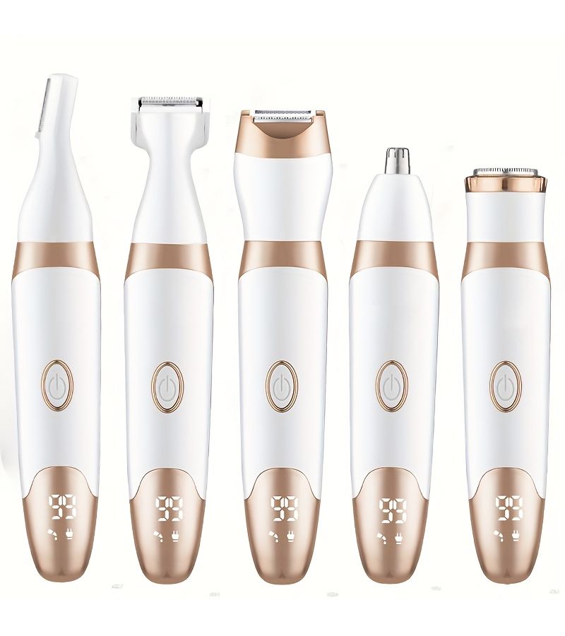 Rose Golden 5 in 1 Painless Women Intimate Trimmer Type C USB Fast Charging Body Shaver - Image 1