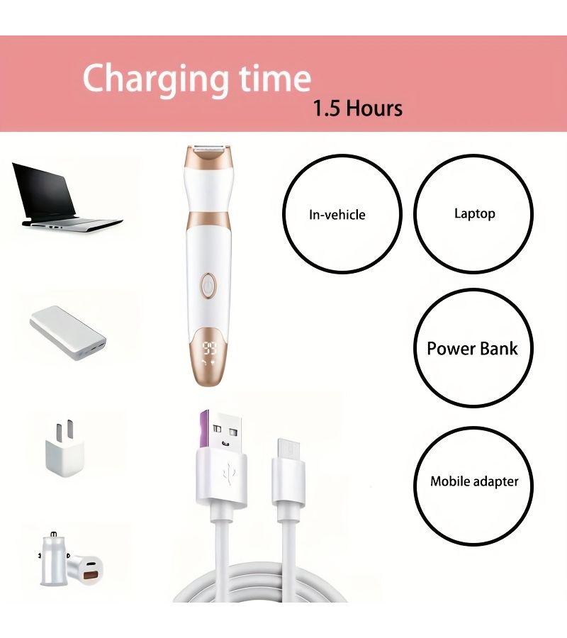 Rose Golden 5 in 1 Painless Women Intimate Trimmer Type C USB Fast Charging Body Shaver - Image 5