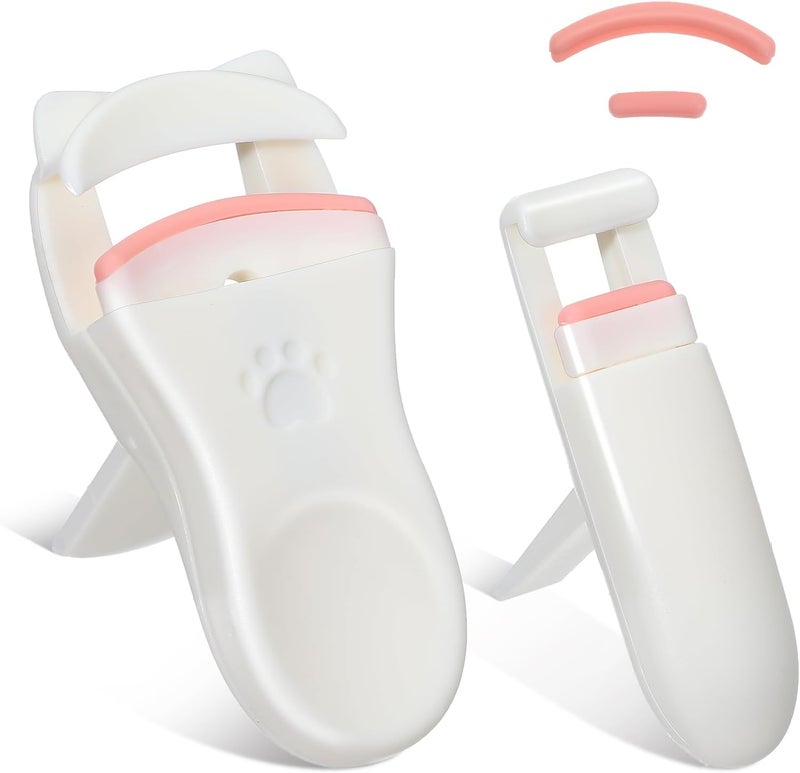 2 Pieces Mini Eyelash CurlerPortable Eyelash Curler for TravelProfessional Lash Lift Tool with Corner Curler for Kids EyelashesLongLasting Curling Lightweight ABS MaterialBeige