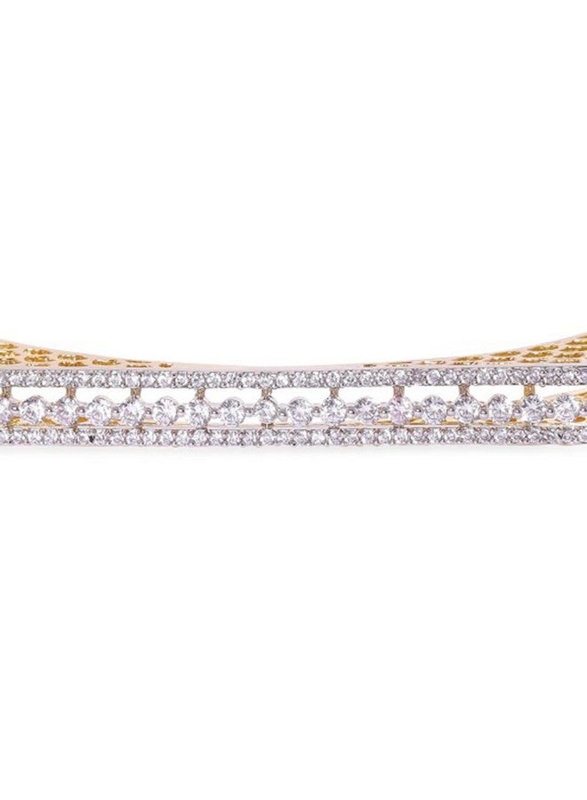Rubans Brass Cubic Zirconia Gold-Plated Bangle-Style Bracelet - Image 4