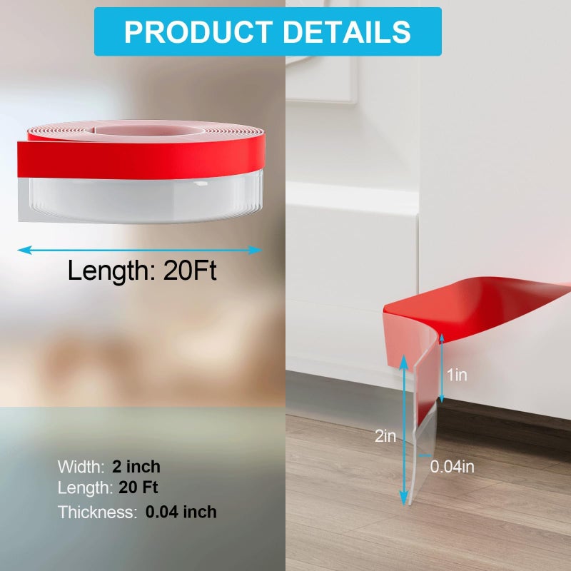Pluden Door Weather Stripping, Silicone Door Seal Strip Sealing Tape, Door Draft Seal Adhesive Seal Tape for Doors Windows and Shower Glass Door Gaps (Thickness Upgrade) - Image 5