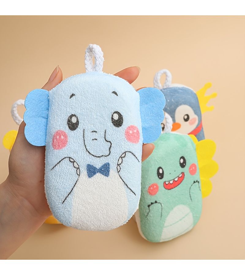 Multicolor Blue Newborn Bathing Sponge Towel Shampoo Sponge Bath Ball Wipe - Image 4