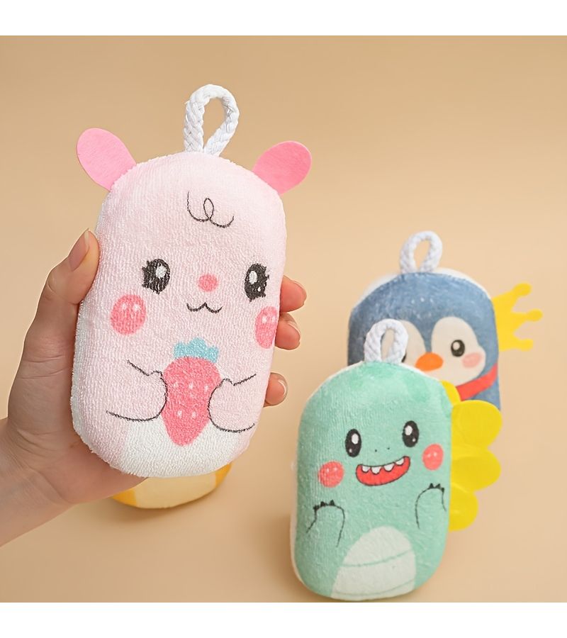 Multicolor Blue Newborn Bathing Sponge Towel Shampoo Sponge Bath Ball Wipe - Image 5