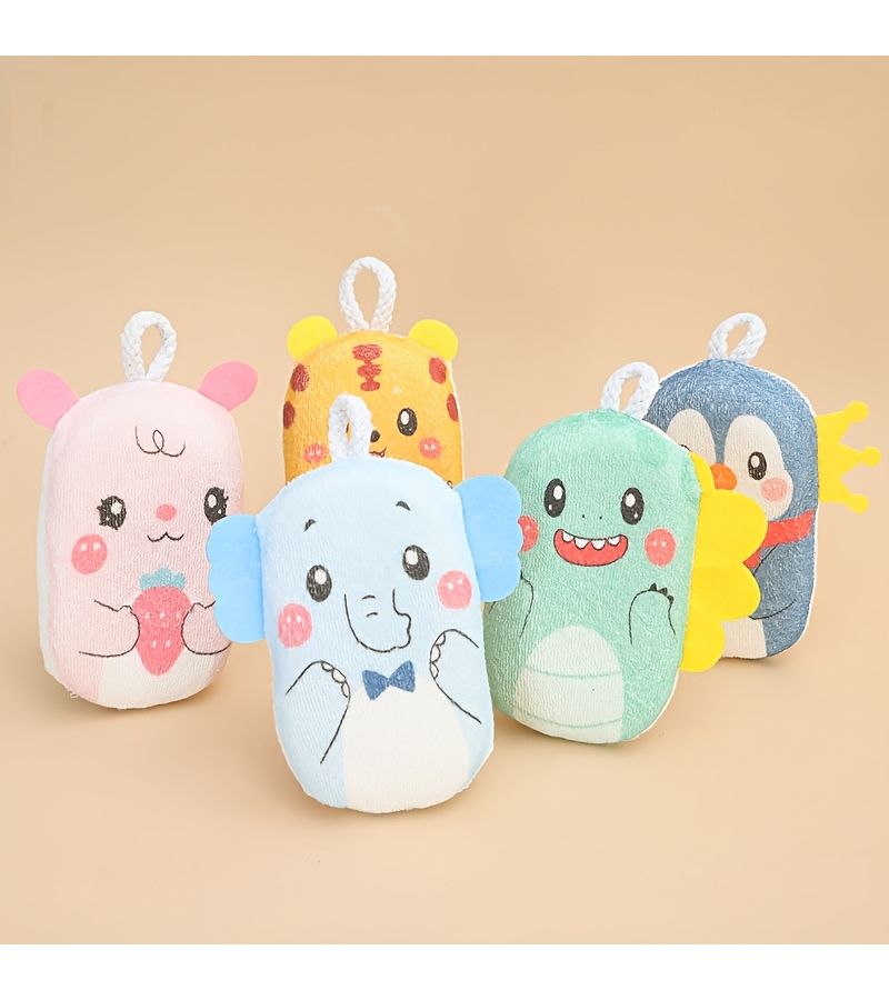 Multicolor Blue Newborn Bathing Sponge Towel Shampoo Sponge Bath Ball Wipe - Image 1