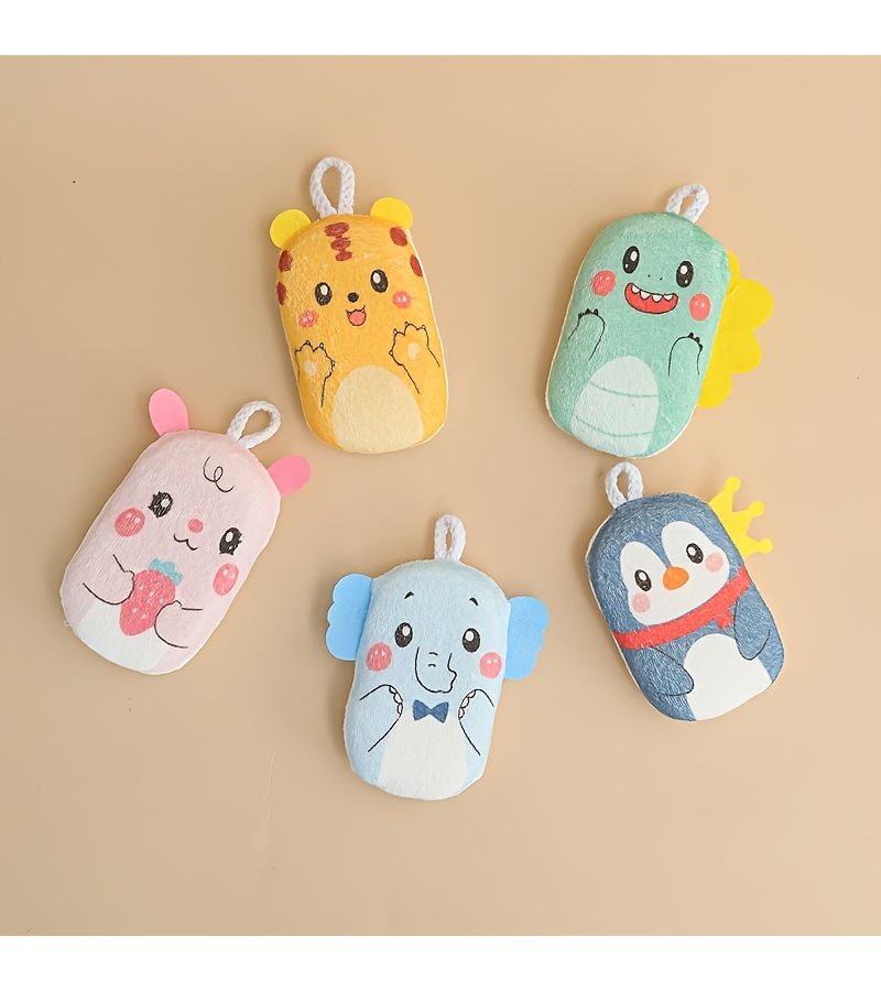 Multicolor Blue Newborn Bathing Sponge Towel Shampoo Sponge Bath Ball Wipe - Image 3