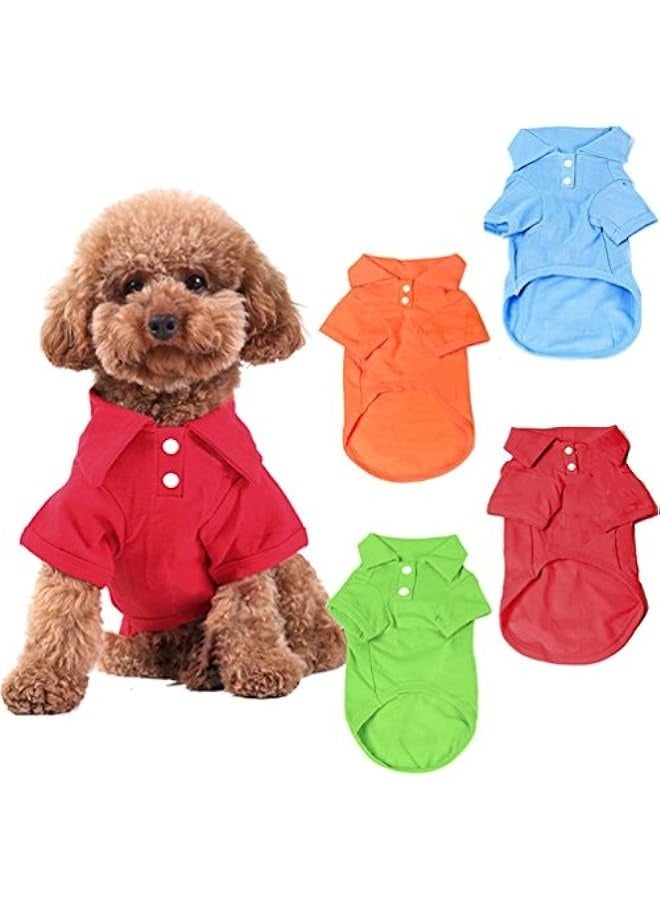 DURKU Breathable Dog T-Shirt Set - 4-Pack Medium Pet Shirts, Puppy Sweatshirts for Small to Medium Dogs and Cats (Blue, Green, Red, Orange) S - Image 1