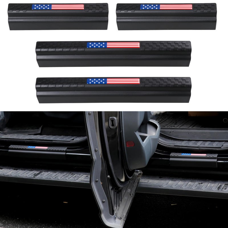 RERPRO Door Sill Protector Compatible with 2021 2022 2023 2024 2025 Ford F150 Interior Accessories Door Sill Scuff Plate Kick Plates Welcome Pedal Cover Entry Guard Paint Protector 4 Pack US Flag