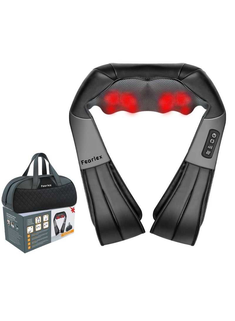 Fearlex Rechargeable Shiatsu Neck and Back Massager with Soothing Heat | Cordless Electric Deep Tissue 3D Kneading Massage Pillow for Pain Relief, Home, Office, and Car use with 2000 mAh Battery - Image 1