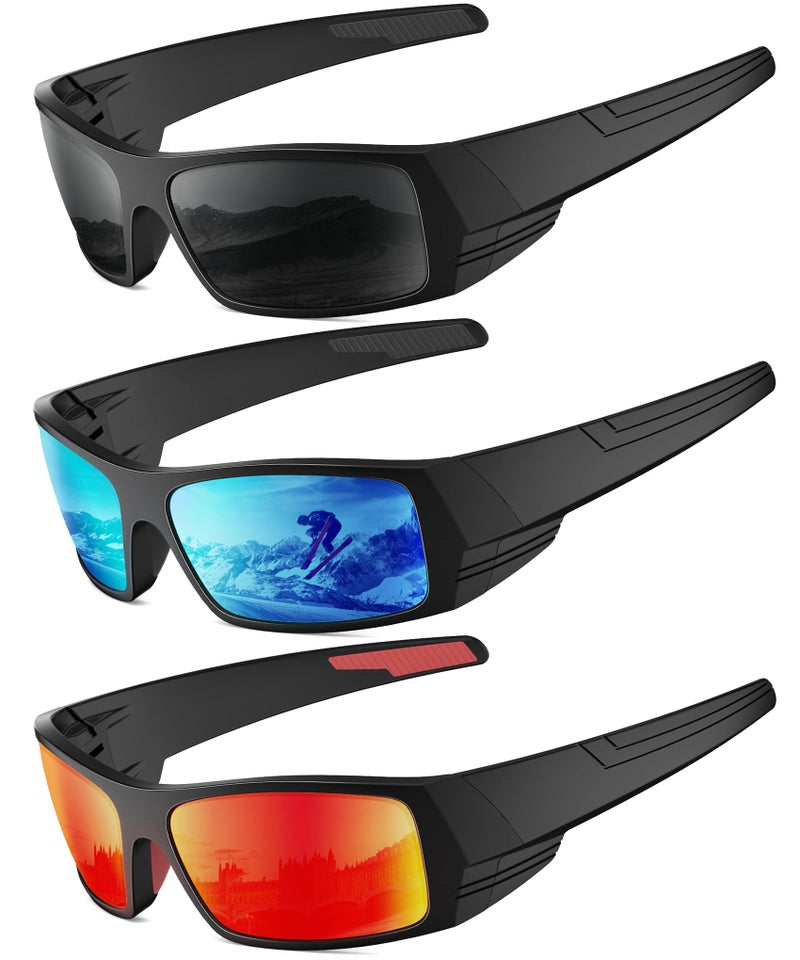 QALLY Sports Sunglasses-Men Polarized Mens-Sunglasses: Wrap Around Sun Glasses for Cycling Fishing with UV400 Protection - Image 1