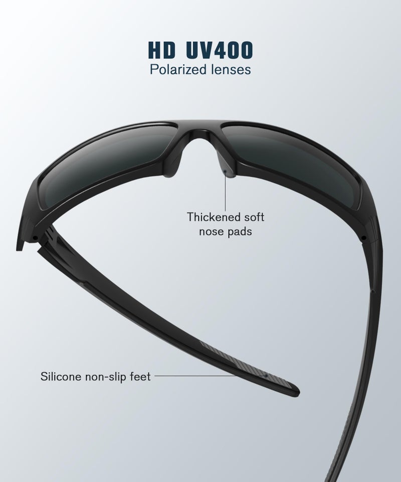 QALLY Sports Sunglasses-Men Polarized Mens-Sunglasses: Wrap Around Sun Glasses for Cycling Fishing with UV400 Protection - Image 5