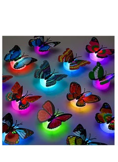 MOSH 3D LED Butterfly Decoration Night Light Sticker Single and Double Wall Light for Garden Backyard Lawn Party Festive Party Nursery Bedroom Living Room (24 Pieces)  - Image 1