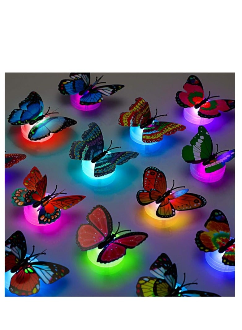 MOSH 3D LED Butterfly Decoration Night Light Sticker Single and Double Wall Light for Garden Backyard Lawn Party Festive Party Nursery Bedroom Living Room (24 Pieces) - Image 1