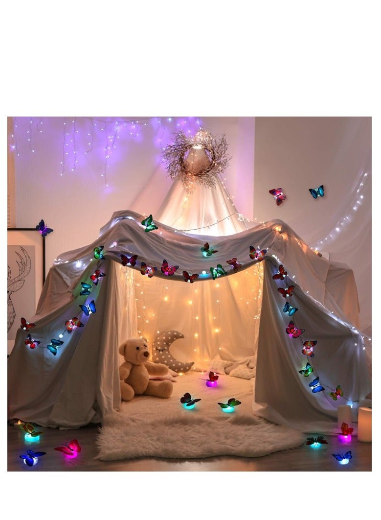 MOSH 3D LED Butterfly Decoration Night Light Sticker Single and Double Wall Light for Garden Backyard Lawn Party Festive Party Nursery Bedroom Living Room (24 Pieces) - Image 3