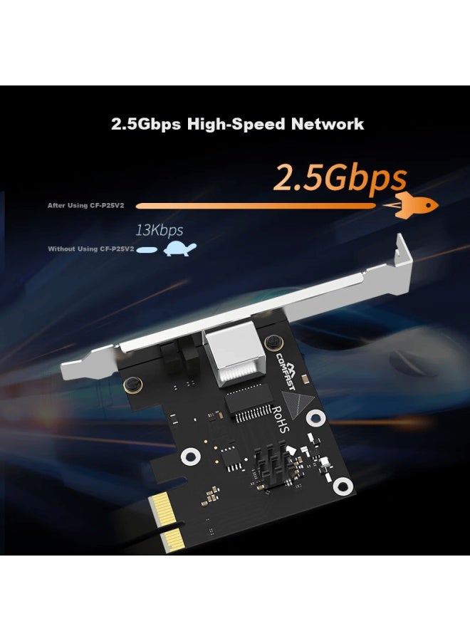 Comfast P25 V2 Pcie 2.5g Wired Network Card Desktop Internal Gigabit Ethernet Port Expansion Full Duplex Adaptive Wake-on-lan Adapter Rtl8125b - Image 1