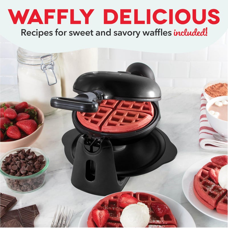 DASH Flip Belgian Waffle Maker – 1” Thick Waffle Mold, Nonstick Waffle Iron with Quick Heat-Up, Surface - Rotating Belgian Waffle Maker for Kids and Families, Just Add Batter (Black) - Image 5