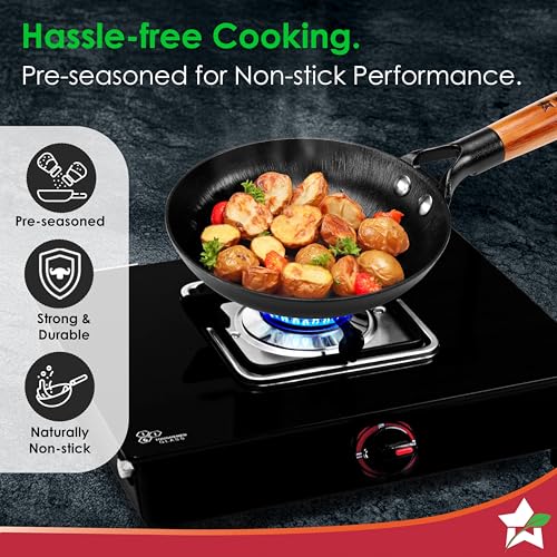 Wonderchef Pre-Seasoned Ferro Light 20cm Cast Iron Fry Pan | 800 ml | Acacia Wooden Handles | Gravity Moulding Technology | No Chemical Coating | 10 Year Warranty - Image 5