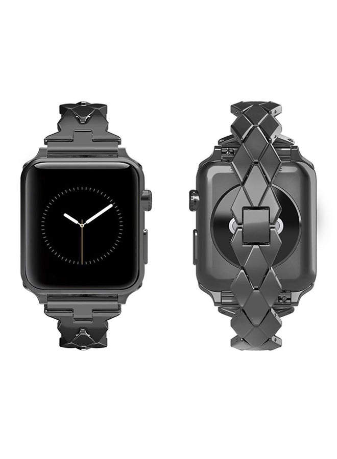 ISank Replacement Rhombus Design Band For Apple Watch Series 1/2/3 42mm Black - Image 4