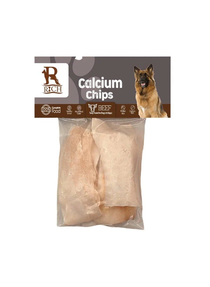 ريتش رقائق الكالسيوم مع لحم البقر للكلاب - ٤ قطع | مكافآت غنية بالبروتين والكالسيوم للكلاب | تُقوي العظام والأسنان | وجبة خفيفة لذيذة وصحية لجميع السلالات