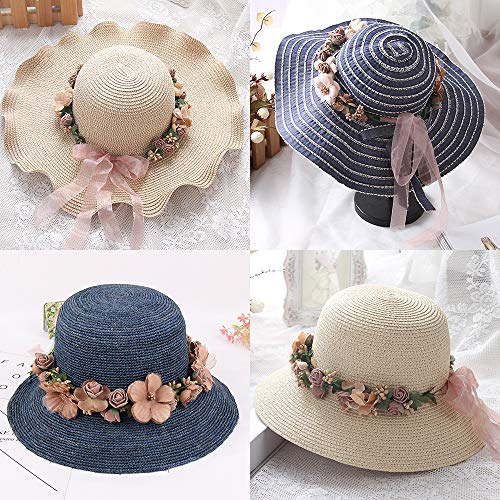WLBON Flower Crown Headband Wreath Garland Hair Bands Floral Wedding Bridal Hair Hoop Women Leaf Ribbon Party Decoration Headdress Headwear Christmas Handmade Headpiece Hair Accessories 2 Pack Coffee - Image 3