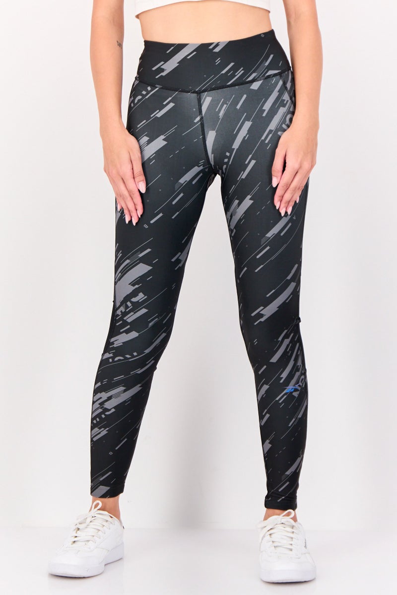 Reebok Women Tight Fit Brand Logo Running Tights, Multicolor - Image 1