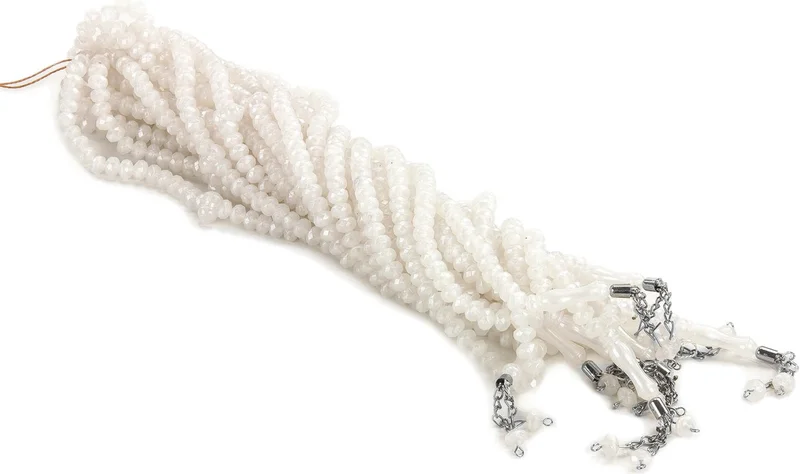 İhvan Ihvan Crystal Appearance 99' Prayer Beads Mevlüt Hajj Umrah 10 Pieces White