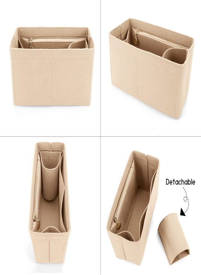 LEXSION Felt Purse Organizer Insert for Handbags with Zipper for Kelly 28,Bag Organizer with Removable Bottle Holder 8032 Beige Medium - Image 3
