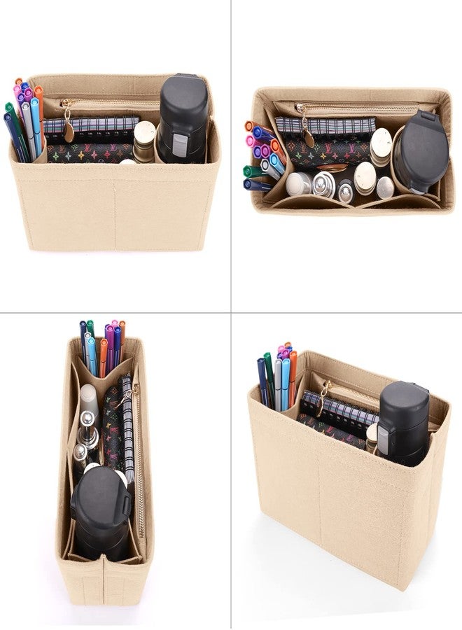 LEXSION Felt Purse Organizer Insert for Handbags with Zipper for Kelly 28,Bag Organizer with Removable Bottle Holder 8032 Beige Medium - Image 5