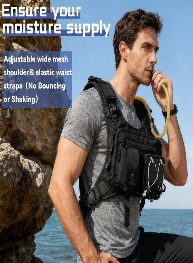 DegeTMVe Sling Vest Chest Bag with 2L Water Bladder Gear Holster Running Vest Hydration Backpack Lightweight Adjustable Daypack Reflective Bag for Hiking Running Cycling Race Marathon for Women Men - Image 4