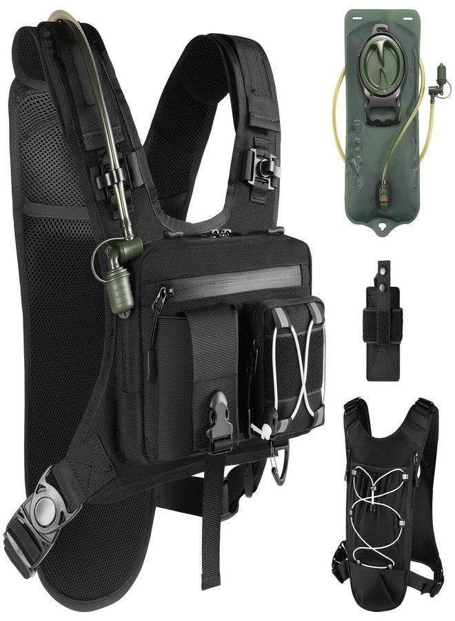 DegeTMVe Sling Vest Chest Bag with 2L Water Bladder Gear Holster Running Vest Hydration Backpack Lightweight Adjustable Daypack Reflective Bag for Hiking Running Cycling Race Marathon for Women Men - Image 1